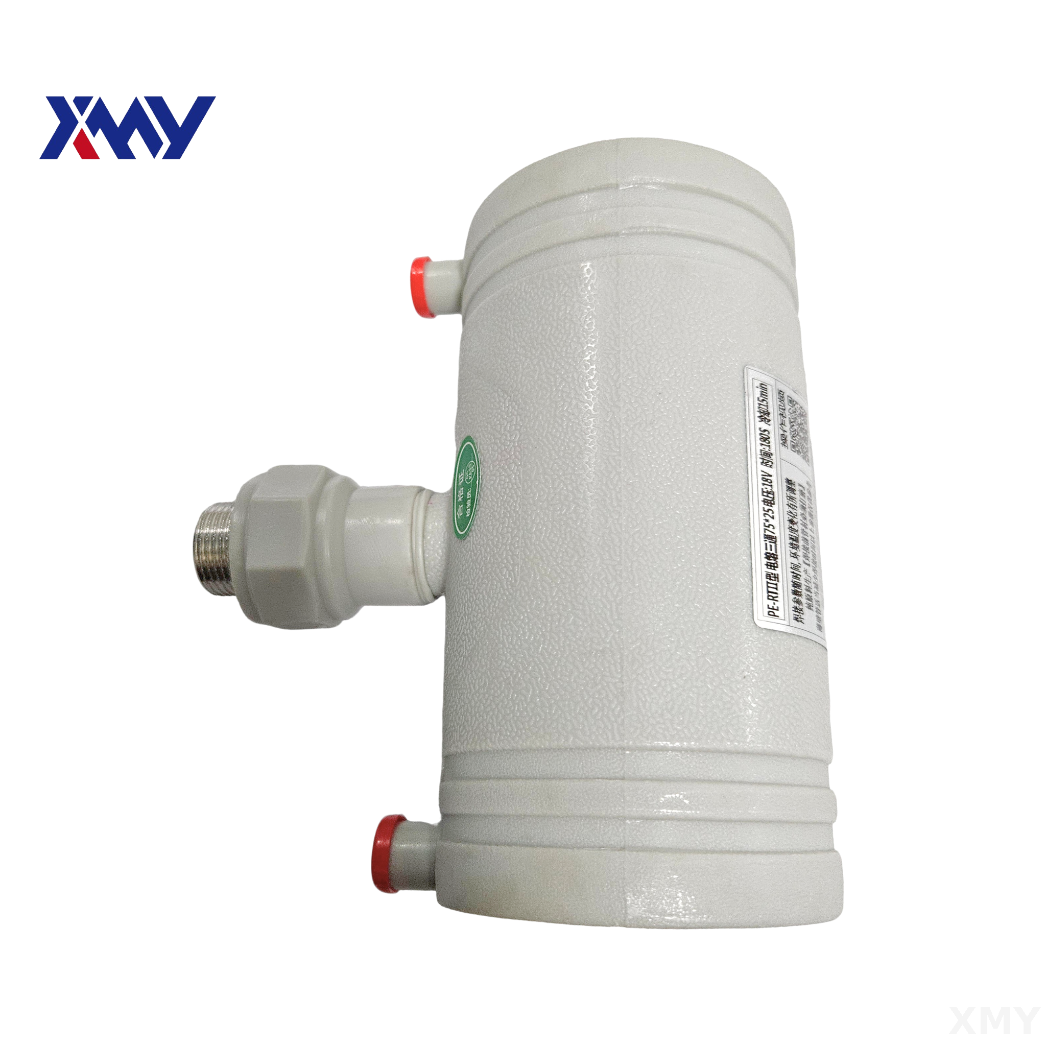 Male External Threaded Tee with Electrofusion Ends for Pert II Systems.