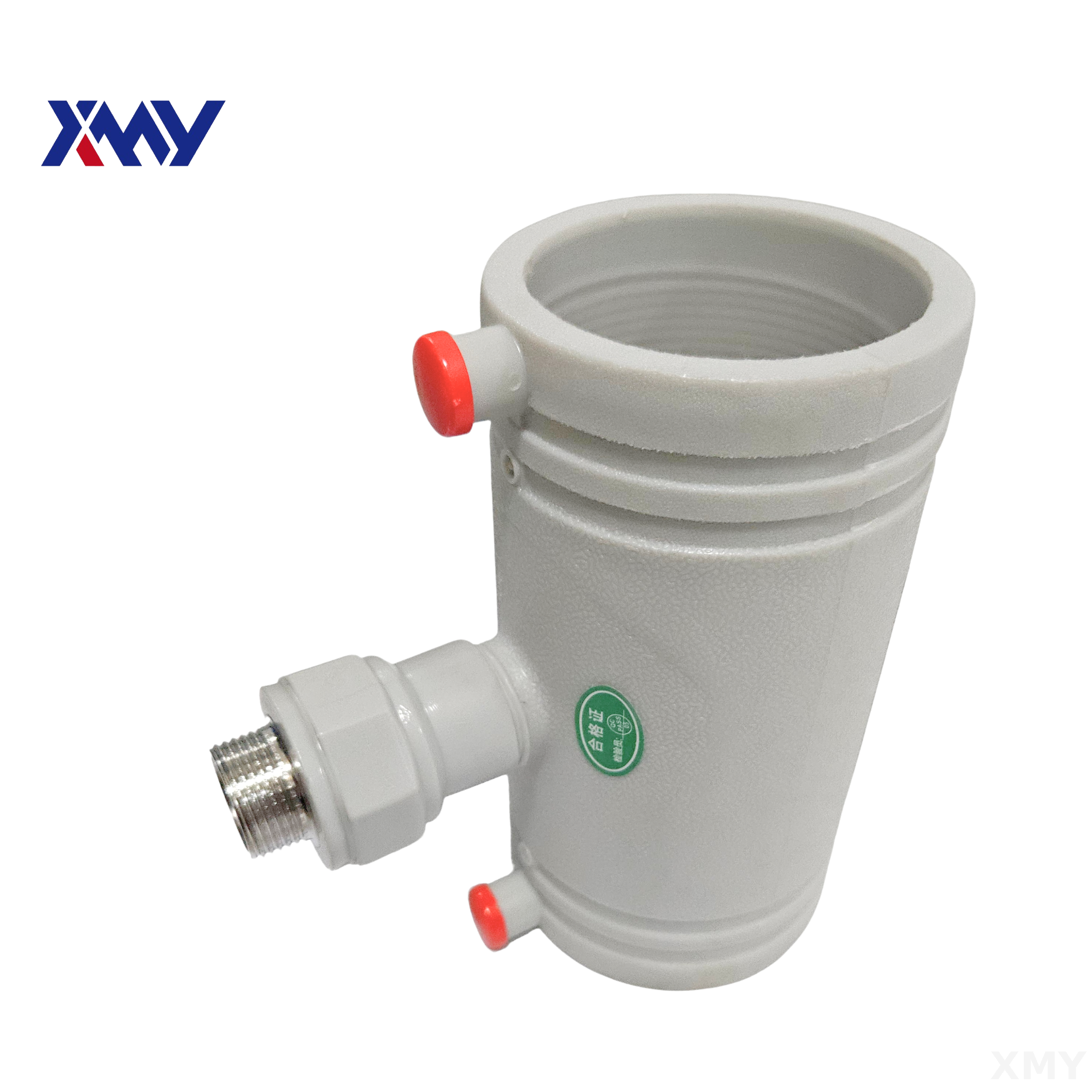 Male External Threaded Tee with Electrofusion Ends for Pert II Systems.